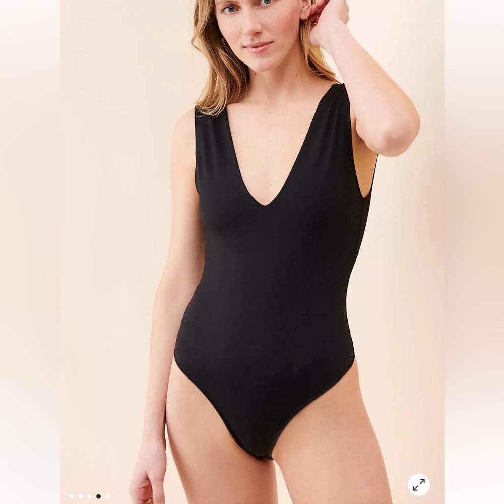 Free People Keep It Sleek Black Bodysuit